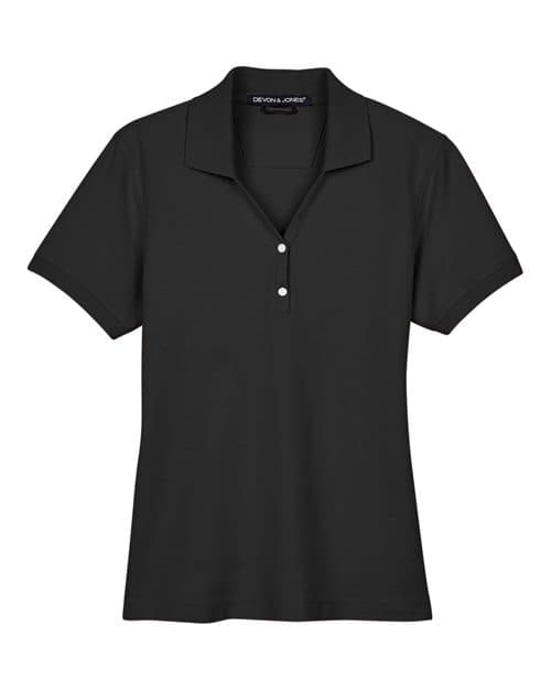 Devon & Jones Women's Pima Piqué Polo in Black