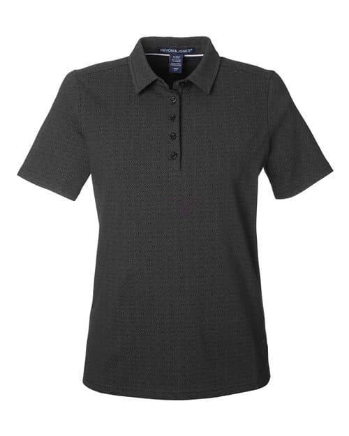 Devon & Jones Women's Crownlux Performance® Geo Polo in Black/ Graphite