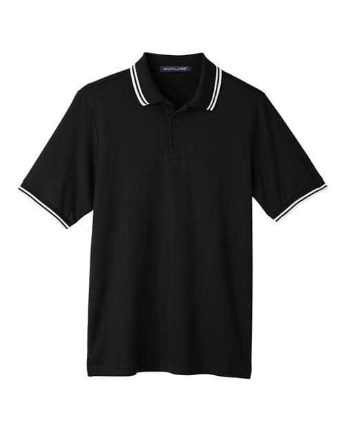 Devon & Jones Men's CrownLux Performance® Plaited Tipped Polo in Black/ White