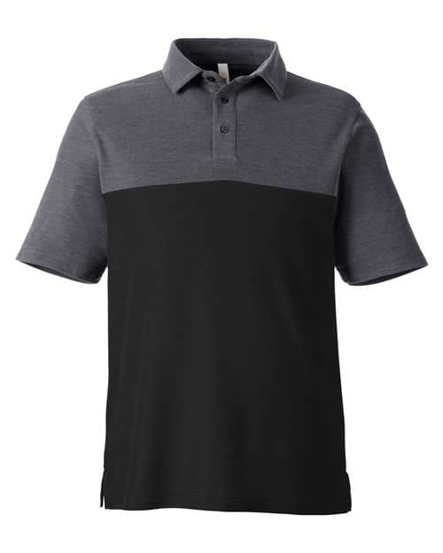 CORE365 Men's Fusion ChromaSoft™ Colorblock Polo in Black/ Carbon Heather