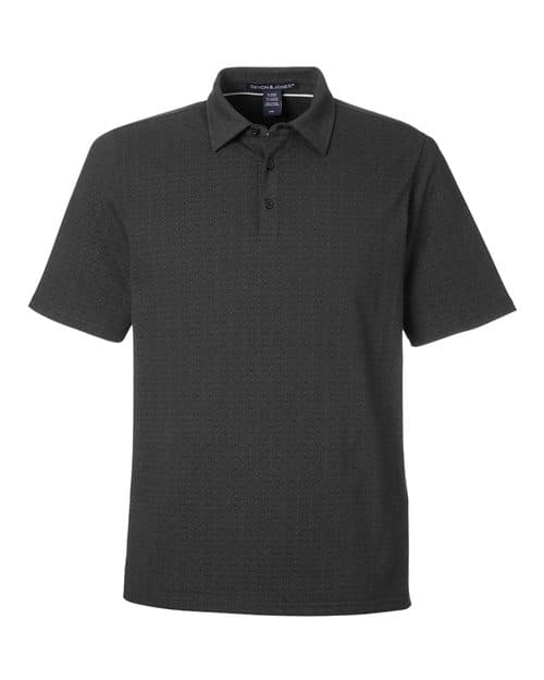 Devon & Jones Men's Crownlux Performance® Geo Polo in Black/ Graphite