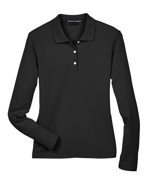 Devon & Jones Women's Pima Piqué Long Sleeve Polo