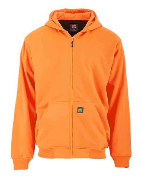 Berne Apparel Men's Heritage Thermal-Lined Full-Zip Hooded Sweatshirt in Orange