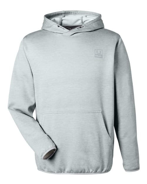 HUK Men's Coldfront+ Performance Hooded Sweatshirt in Harbor Mist Heather