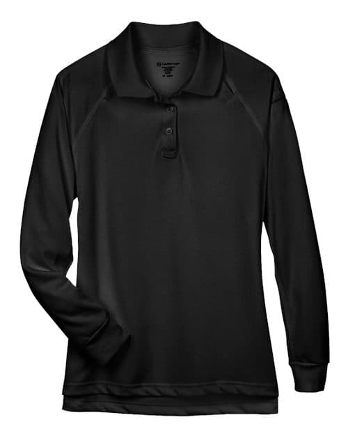 Harriton Women's Advantage Long Sleeve Tactical Polo in Black