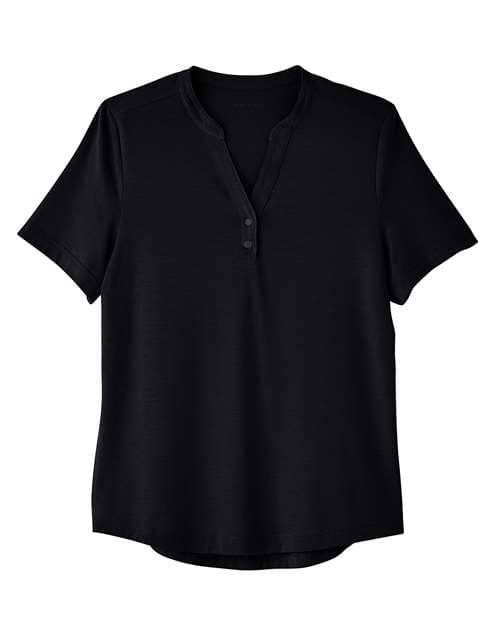 North End Women's JAQ Snap-Up Stretch Performance Polo in Black