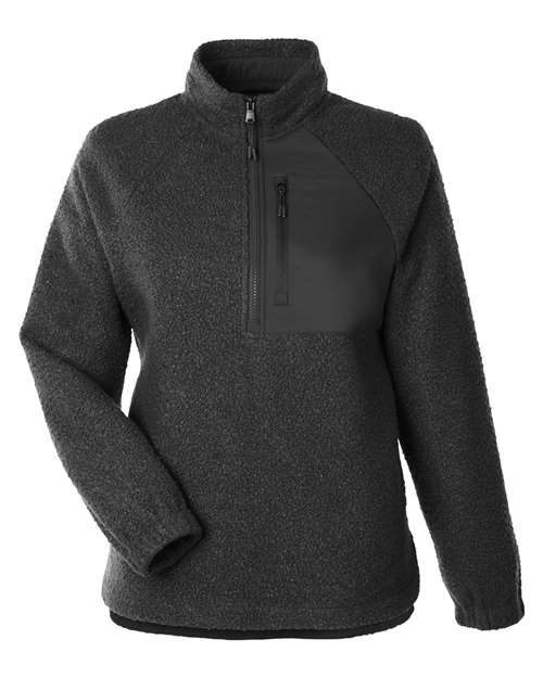 North End Women's Aura Sweater Fleece Quarter-Zip Pullover in Black/ Black