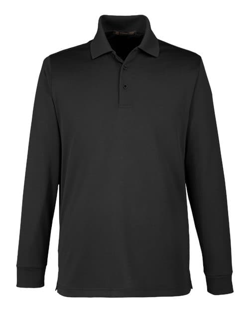 Harriton Men's Tall Advantage Long Sleeve Snag Protection Plus IL Polo in Black