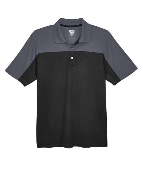 CORE365 Men's Balance Colorblock Performance Piqué Polo in Black/ Carbon