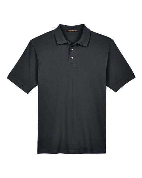 Harriton Men's Tall Cotton Pique Polo in Black