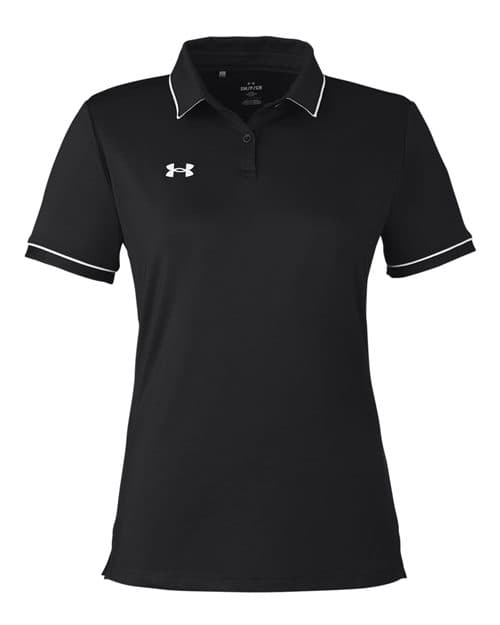 Under Armour Women's Tipped Teams Performance Polo in Black/ White