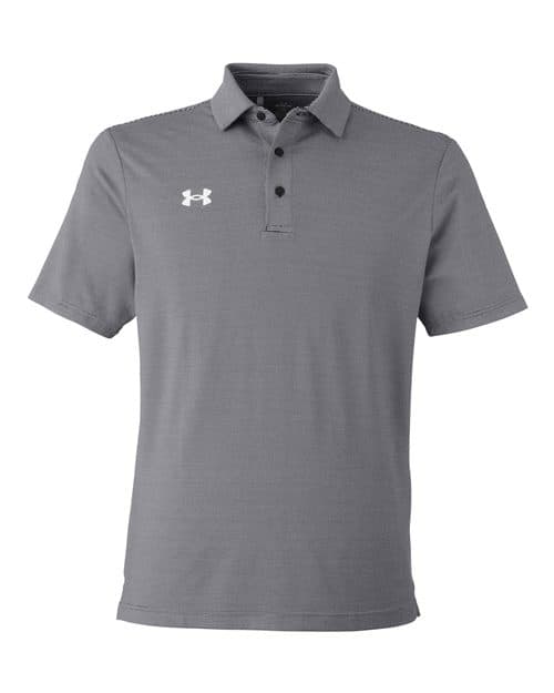 Under Armour Men's Destin Drive "UA Playoff Team Stripe" Performance Polo in Black/ White