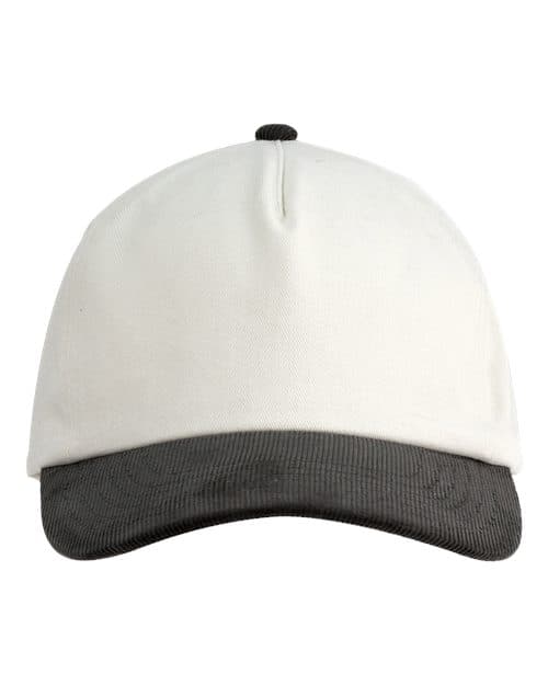 Big Accessories Corduroy Cap in Cream/ Black