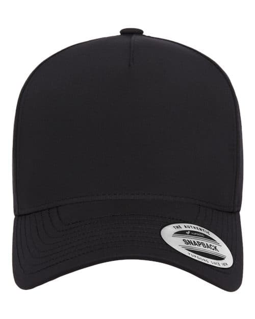 YP Classics Five-Panel Snapback with Perforated Cap in Black