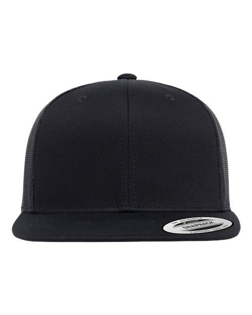 YP Classics Retro High Profile Trucker Cap in Black