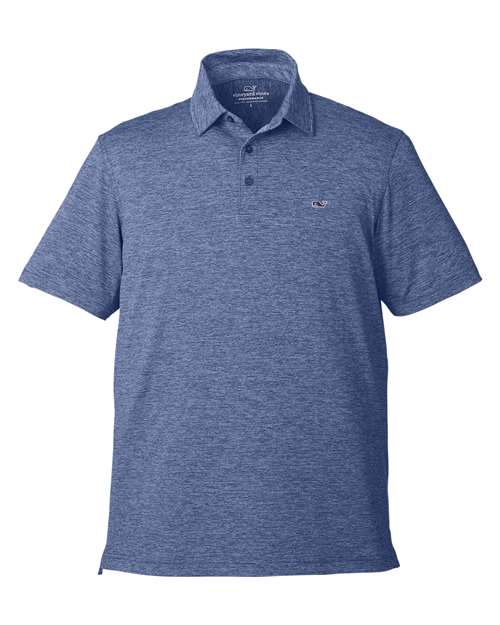 vineyard vines Men's Destin Stripe Sankaty Polo in Blue Depth