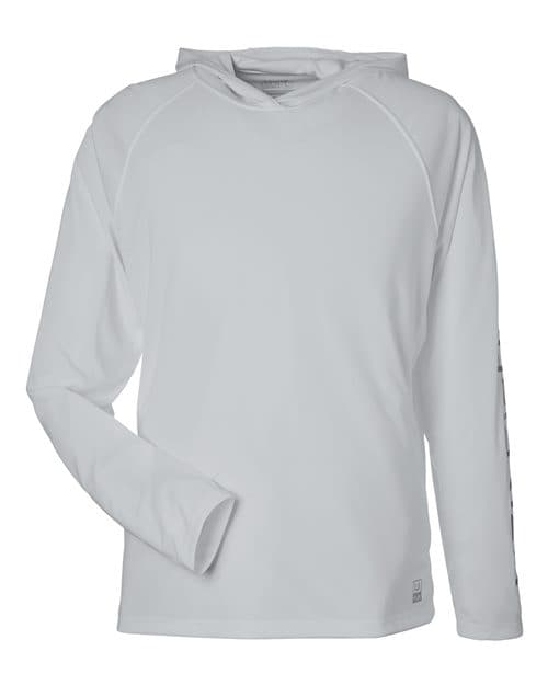 HUK Men's LoPro Pursuit Long Sleeve Hooded T-Shirt in Harbor Mist