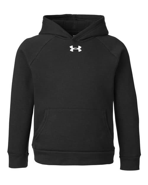 Under Armour Youth Rival Fleece Hooded Sweatshirt in Black/ White