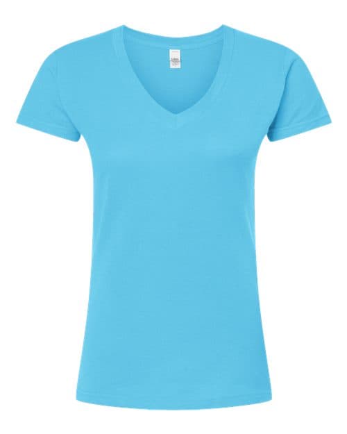 Tultex Women's Fine Jersey V-Neck T-Shirt in Aqua