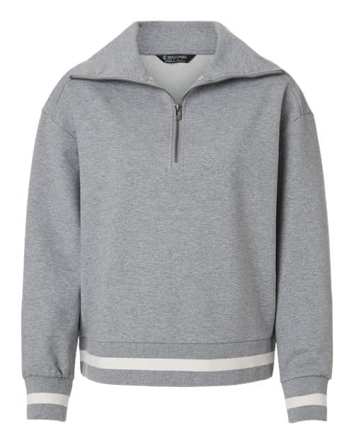 Holloway Women's Heritage Prep Quarter-Zip Pullover in Athletic Heather/ Vanilla
