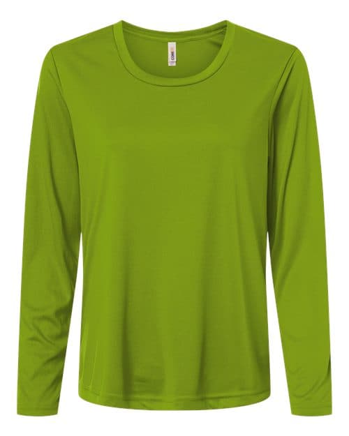 CORE365 Women's Capital Performance Long Sleeve T-Shirt in Acid Green