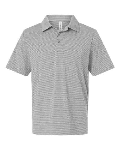Team 365 Men's Relay Heathered Stripe Polo in Athletic Heather/ White