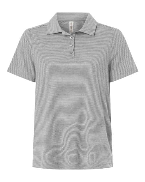 Team 365 Women's Relay Heathered Stripe Polo in Athletic Heather/ White