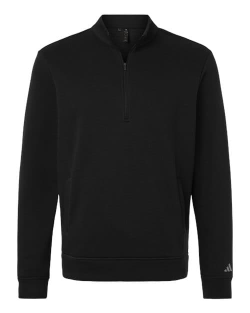 Adidas Men's Elevated Fleece Quarter-Zip Pullover in Black