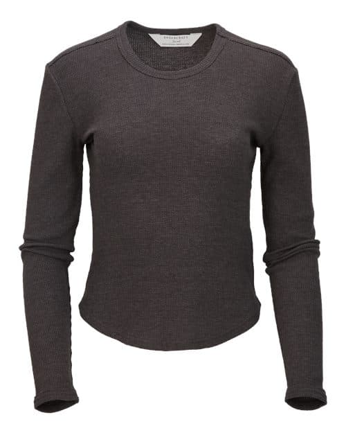Boxercraft Women's Waffle Knit Baby Long Sleeve T-Shirt in Charcoal Heather
