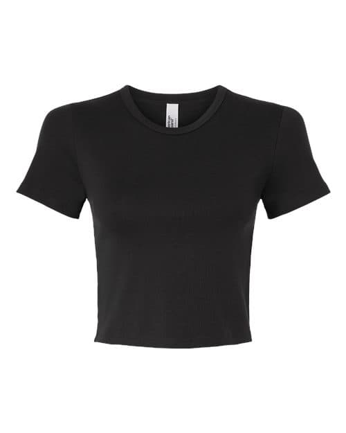 American Apparel Women's Baby Rib Fitted Cropped Tee in Black