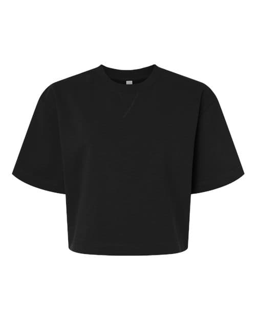 American Apparel Women's French Terry Mid-Length Boxy Top in Black