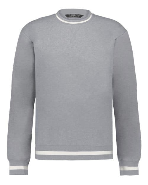 Holloway Unisex Heritage Prep Crewneck Sweatshirt in Athletic Heather/ Vanilla
