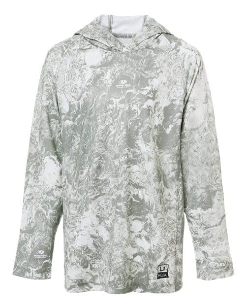 HUK Youth Pursuit Mossy Oak Printed Hooded Long Sleeve T-Shirt
