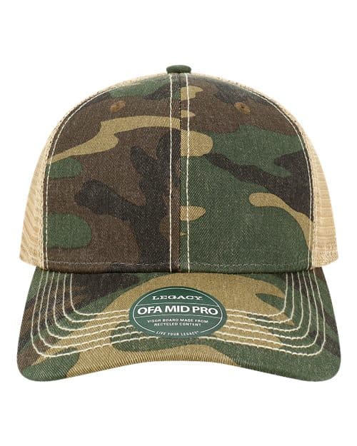 LEGACY Old Favorite Mid Pro Trucker Cap in Army Camo/ Khaki