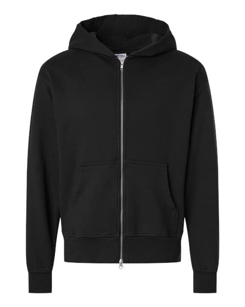 Shaka Wear Unisex Max Heavy Garment-Dyed Full-Zip Hoodie Sweatshirt in Black