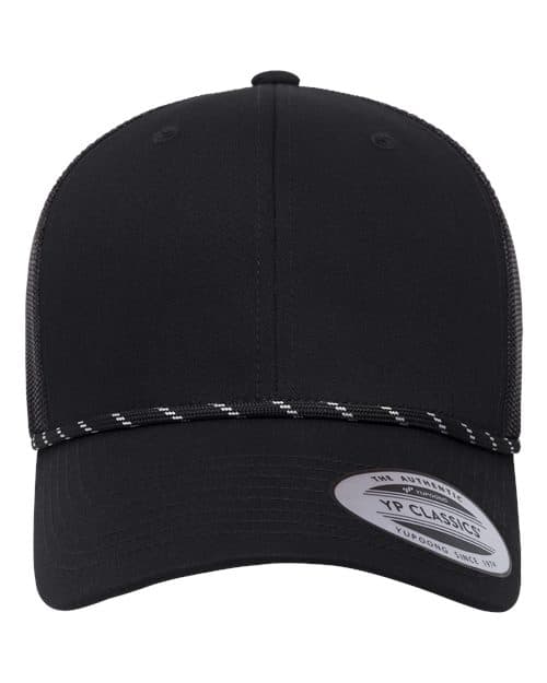 YP Classics Retro Trucker Rope Cap in Black