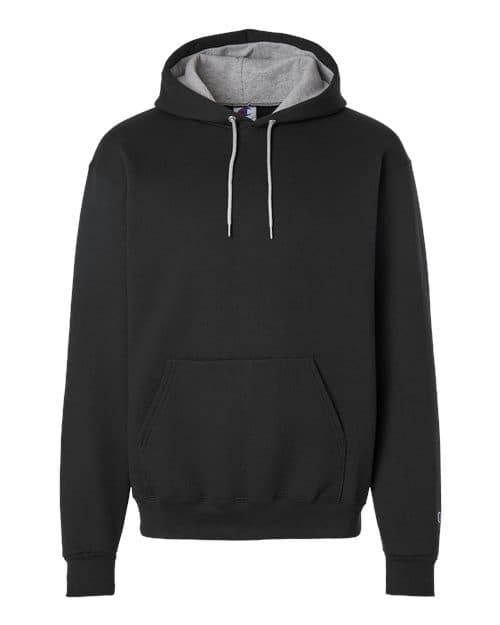 Champion Unisex Powerblend® Contrast Color Hooded Sweatshirt in Black/ Light Steel