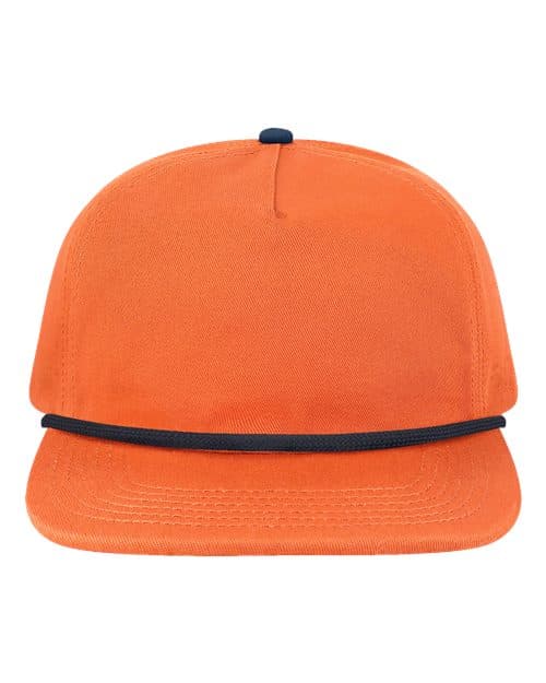 LOCALE Five-Panel Rope Cap in Apricot/ Navy