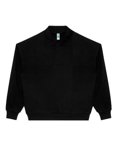 Lane Seven Unisex Element Polo Collar Crewneck Sweatshirt in Black