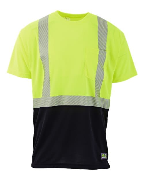 Berne Apparel Men's Tall Hi-Vis Class 2 Color Blocked Pocket T-Shirt
