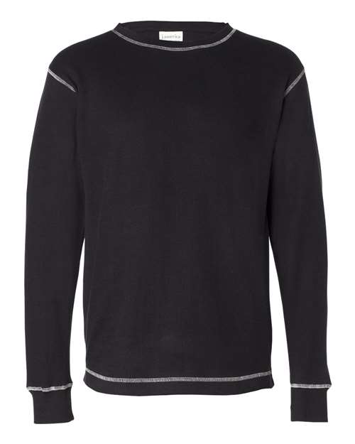 J. America Men's Vintage Thermal Long Sleeve T-Shirt in Black/ Vintage White