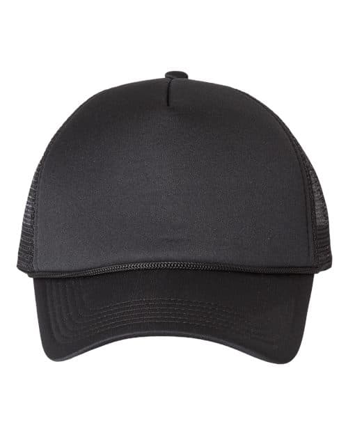Valucap Foam Mesh-Back Trucker Cap in Black/ Black