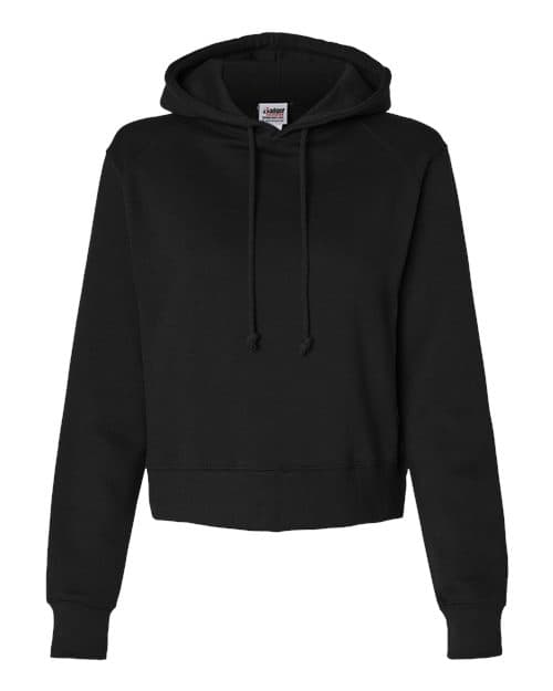 Badger Women's Crop Hooded Sweatshirt in Black