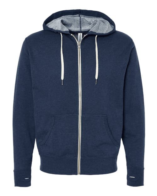 Independent Trading Co. Unisex Heathered French Terry Full-Zip Hooded Sweatshirt