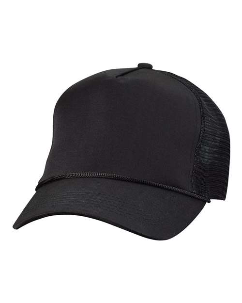 Valucap Five-Panel Trucker Cap in Black
