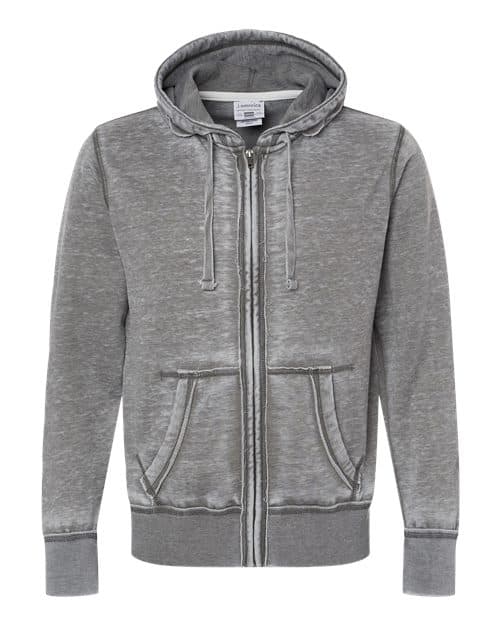 J. America Men's Vintage Zen Fleece Full-Zip Hooded Sweatshirt in Cement