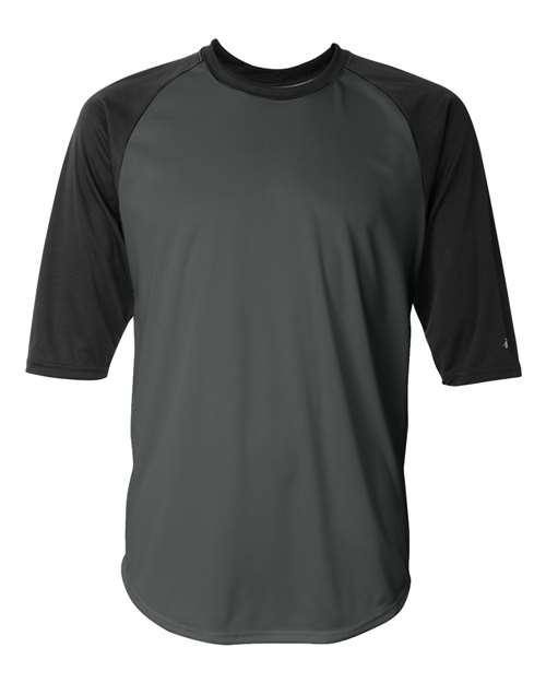 Badger Men's B-Core Three-Quarter Sleeve Baseball T-Shirt in Graphite/ Black