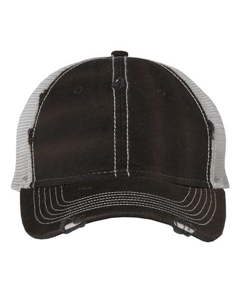 Valucap Bounty Dirty-Washed Mesh-Back Cap in Black/ Silver
