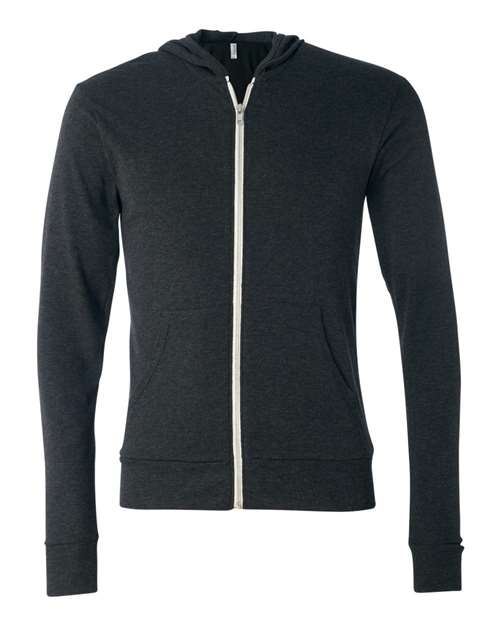 BELLA + CANVAS Unisex Triblend Lightweight Full-Zip Hooded Long Sleeve Tee