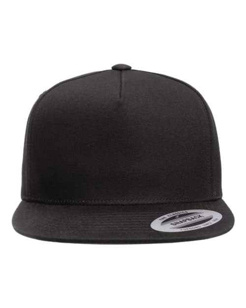 YP Classics Five-Panel Cotton Twill Snapback Cap in Black